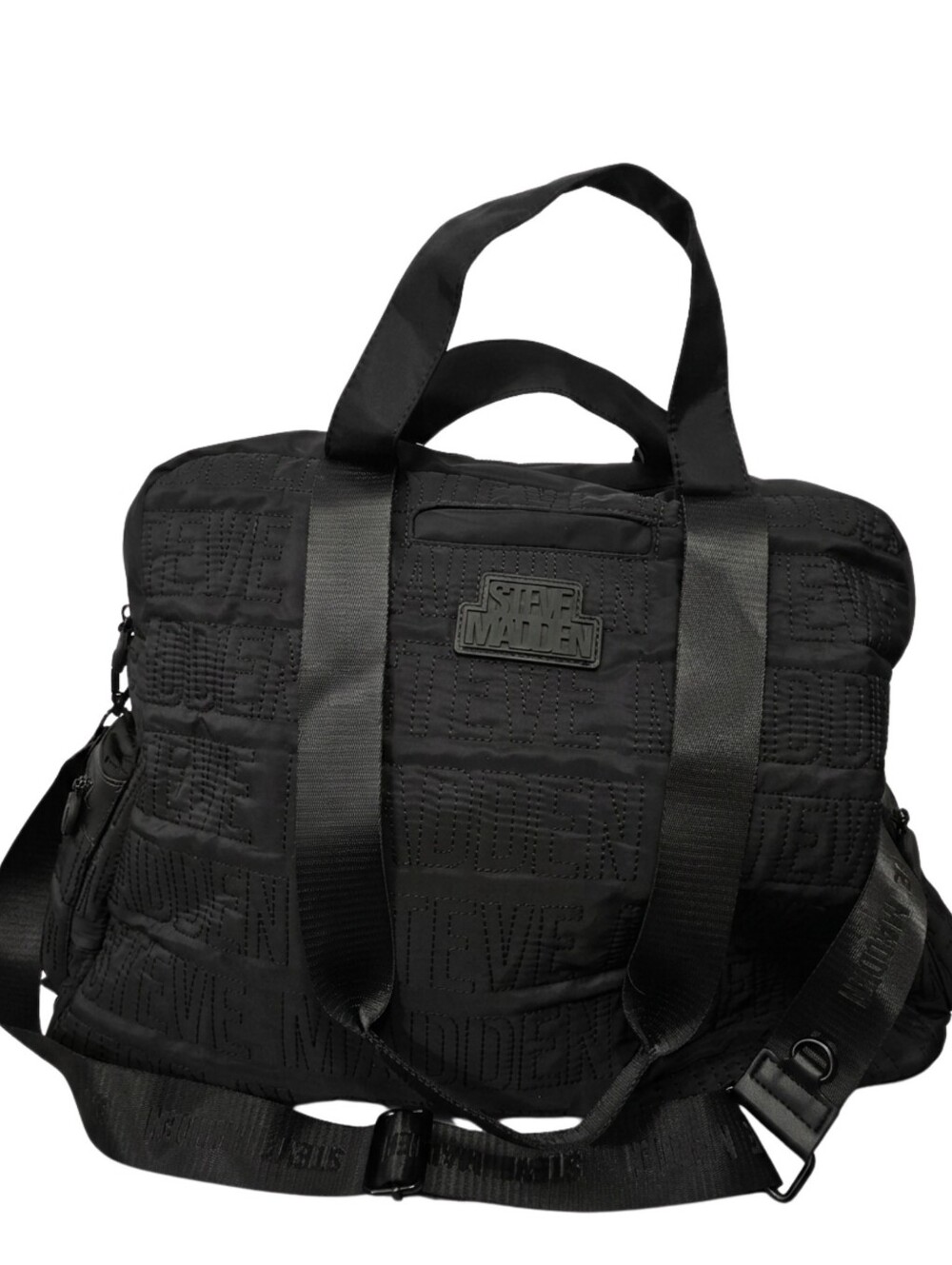 Steve Madden BNyla Black Logo Quilted Weekender Duffel Bag Like New